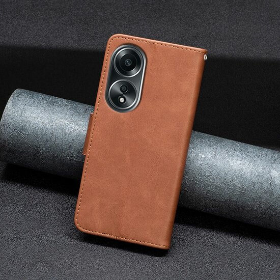 Oppo A98 Hoesje - MobyDefend Wallet Book Case Met Koord - Bruin