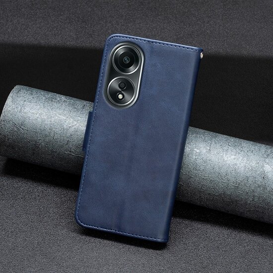 Oppo A98 Hoesje - MobyDefend Wallet Book Case Met Koord - Blauw