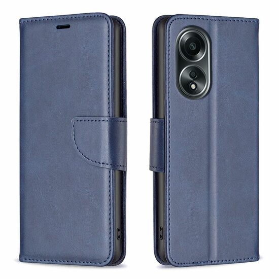 Oppo A98 Hoesje, MobyDefend Wallet Book Case Met Koord, Blauw