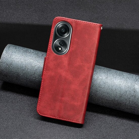Oppo A98 Hoesje - MobyDefend Wallet Book Case Met Koord - Rood