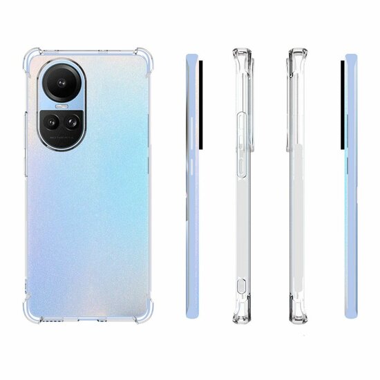 Oppo Reno10 / Reno10 Pro Hoesje - MobyDefend Transparante Shockproof TPU Backcover - Verstevigde Hoeken - Volledig Doorzichtig