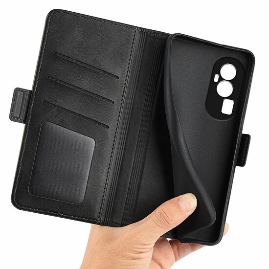Oppo Reno10 / Reno10 Pro Hoesje - MobyDefend Luxe Wallet Book Case (Sluiting Zijkant) - Zwart
