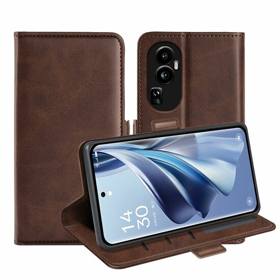 Oppo Reno10 / Reno10 Pro Hoesje, MobyDefend Luxe Wallet Book Case (Sluiting Zijkant), Bruin