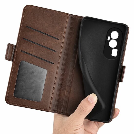 Oppo Reno10 / Reno10 Pro Hoesje - MobyDefend Luxe Wallet Book Case (Sluiting Zijkant) - Bruin