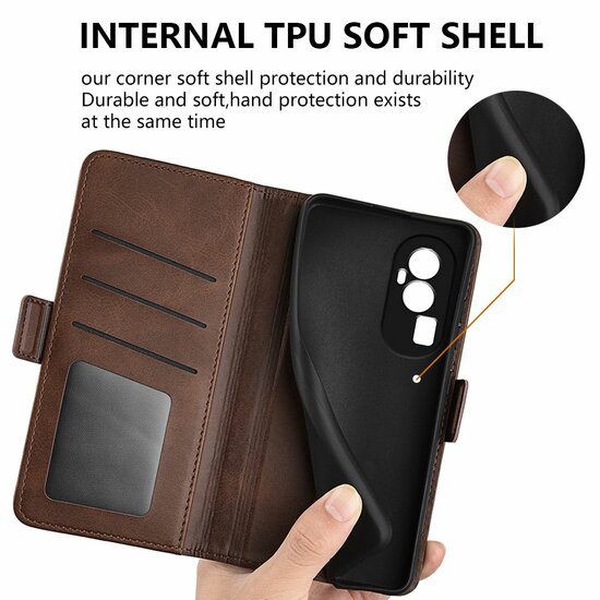 Oppo Reno10 / Reno10 Pro Hoesje - MobyDefend Luxe Wallet Book Case (Sluiting Zijkant) - Lichtbruin