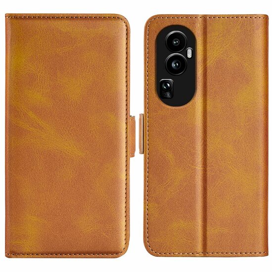 Oppo Reno10 / Reno10 Pro Hoesje, MobyDefend Luxe Wallet Book Case (Sluiting Zijkant), Lichtbruin