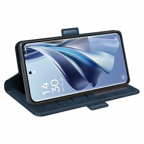 Oppo Reno10 / Reno10 Pro Hoesje - MobyDefend Luxe Wallet Book Case (Sluiting Zijkant) - Blauw