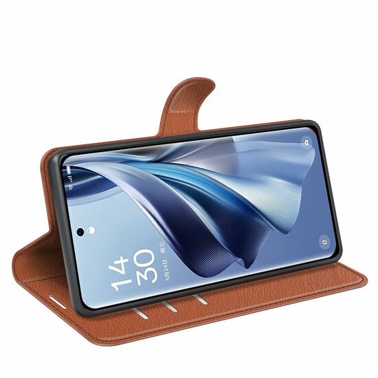 Oppo Reno10 / Reno10 Pro Hoesje - MobyDefend Kunstleren Wallet Book Case (Sluiting Voorkant) - Bruin