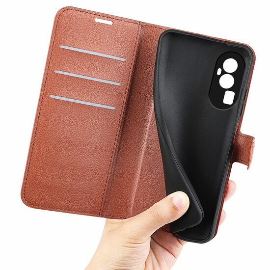 Oppo Reno10 / Reno10 Pro Hoesje - MobyDefend Kunstleren Wallet Book Case (Sluiting Voorkant) - Bruin