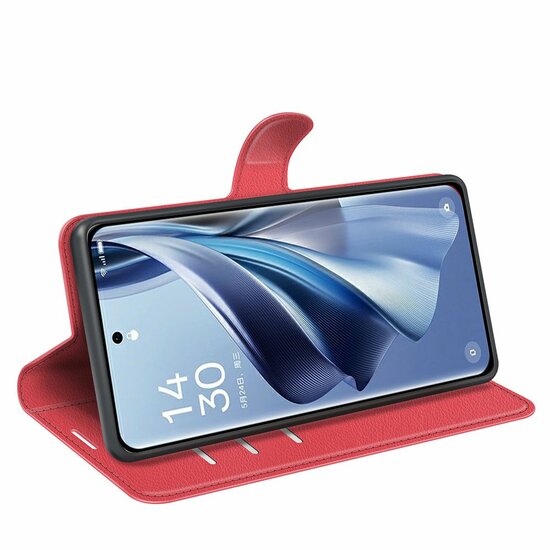 Oppo Reno10 / Reno10 Pro Hoesje - MobyDefend Kunstleren Wallet Book Case (Sluiting Voorkant) - Rood