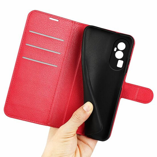 Oppo Reno10 / Reno10 Pro Hoesje - MobyDefend Kunstleren Wallet Book Case (Sluiting Voorkant) - Rood