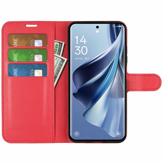 Oppo Reno10 / Reno10 Pro Hoesje, MobyDefend Kunstleren Wallet Book Case (Sluiting Voorkant), Rood