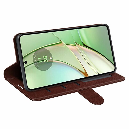 Motorola Edge 40 Hoesje - MobyDefend Wallet Book Case (Sluiting Achterkant) - Bruin