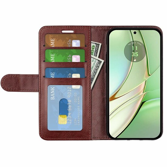 Motorola Edge 40 Hoesje, MobyDefend Wallet Book Case (Sluiting Achterkant), Bruin