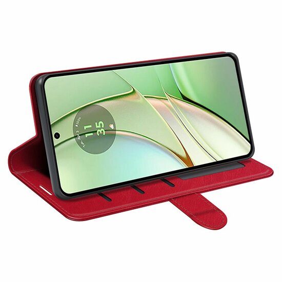 Motorola Edge 40 Hoesje, MobyDefend Wallet Book Case (Sluiting Achterkant), Rood