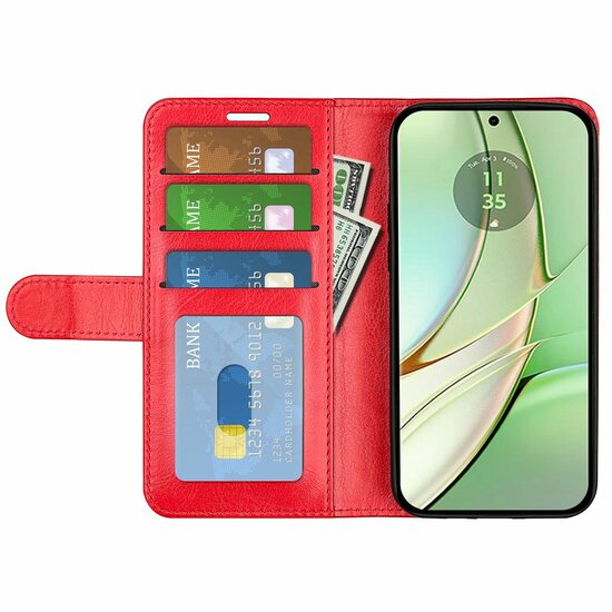 Motorola Edge 40 Hoesje, MobyDefend Wallet Book Case (Sluiting Achterkant), Rood