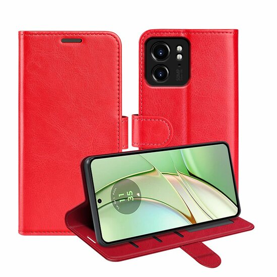 Motorola Edge 40 Hoesje, MobyDefend Wallet Book Case (Sluiting Achterkant), Rood