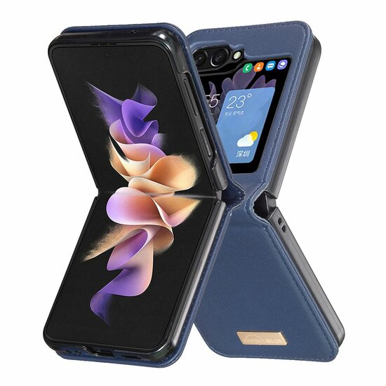 Samsung Galaxy Z Flip 5 Hoesje, MobyDefend Vouwbare Backcover, Blauw