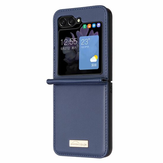 Samsung Galaxy Z Flip 5 Hoesje, MobyDefend Vouwbare Backcover, Blauw