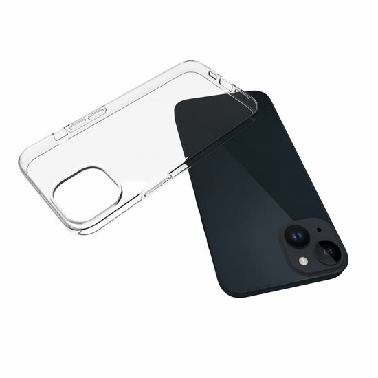 iPhone 15 Hoesje, MobyDefend Transparante TPU Gelcase, Volledig Doorzichtig
