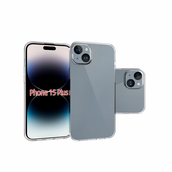 iPhone 15 Plus Hoesje, MobyDefend Transparante TPU Gelcase, Volledig Doorzichtig