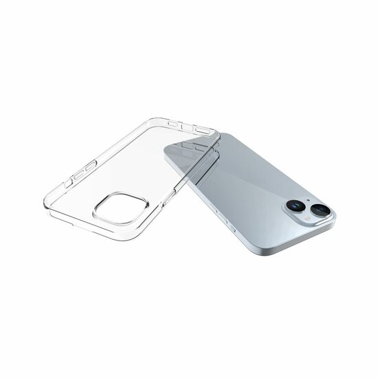 iPhone 15 Plus Hoesje, MobyDefend Transparante TPU Gelcase, Volledig Doorzichtig