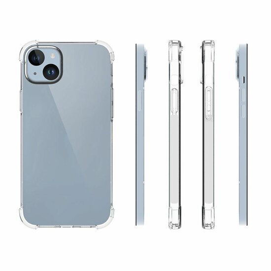 iPhone 15 Plus Hoesje, MobyDefend Transparante Shockproof TPU Gelcase, Verstevigde Hoeken, Volledig Doorzichtig