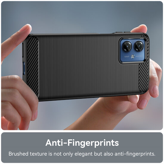 Motorola Moto G14 Hoesje - MobyDefend TPU Backcover - Geborstelde Metaal &amp; Carbon-Look - Blauw