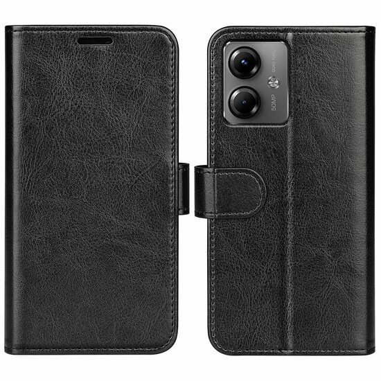 Motorola Moto G14 Hoesje - MobyDefend Wallet Book Case (Sluiting Achterkant) - Zwart