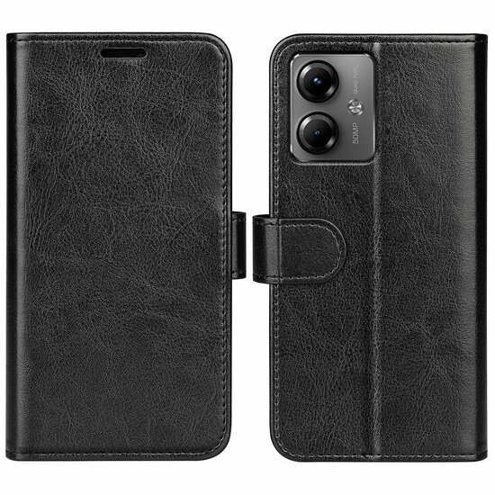 Motorola Moto G14 Hoesje, MobyDefend Wallet Book Case (Sluiting Achterkant), Zwart