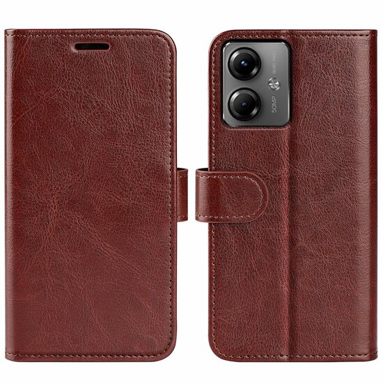 Motorola Moto G14 Hoesje - MobyDefend Wallet Book Case (Sluiting Achterkant) - Bruin