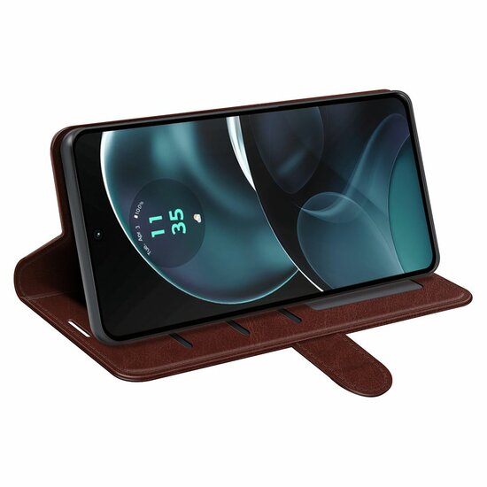 Motorola Moto G14 Hoesje - MobyDefend Wallet Book Case (Sluiting Achterkant) - Bruin