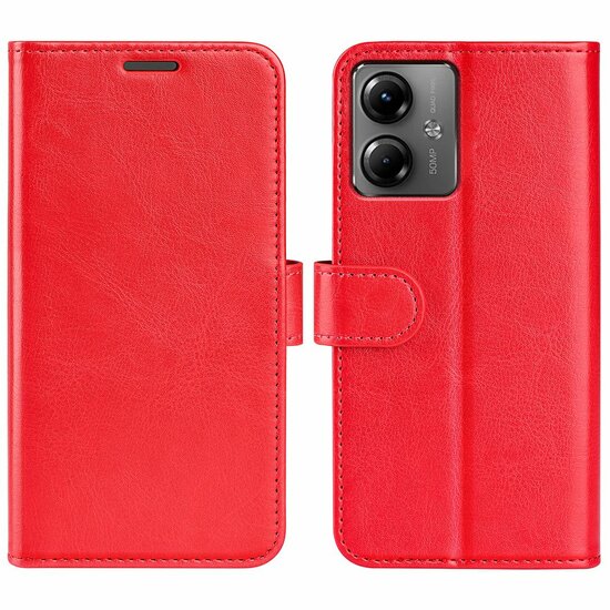 Motorola Moto G14 Hoesje, MobyDefend Wallet Book Case (Sluiting Achterkant), Rood