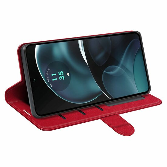 Motorola Moto G14 Hoesje - MobyDefend Wallet Book Case (Sluiting Achterkant) - Rood