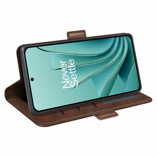 OnePlus Nord 3 Hoesje, MobyDefend Luxe Wallet Book Case (Sluiting Zijkant), Bruin
