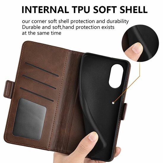 Sony Xperia 5 V Hoesje - MobyDefend Luxe Wallet Book Case (Sluiting Zijkant) - Bruin