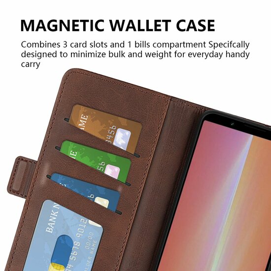 Sony Xperia 5 V Hoesje - MobyDefend Luxe Wallet Book Case (Sluiting Zijkant) - Bruin