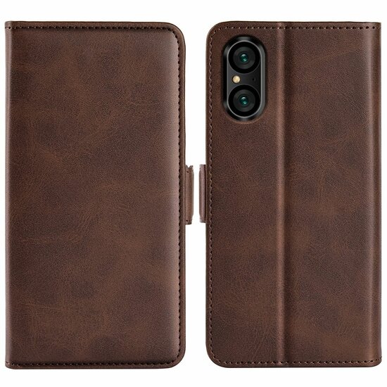 Sony Xperia 5 V Hoesje - MobyDefend Luxe Wallet Book Case (Sluiting Zijkant) - Bruin