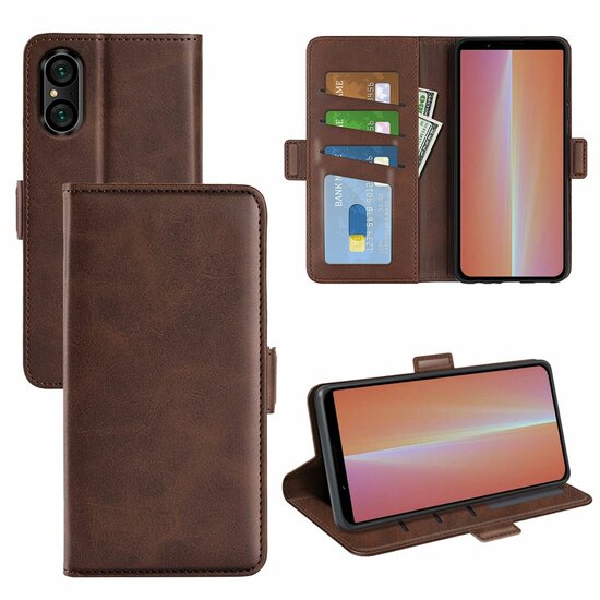 Sony Xperia 5 V Hoesje - MobyDefend Luxe Wallet Book Case (Sluiting Zijkant) - Bruin