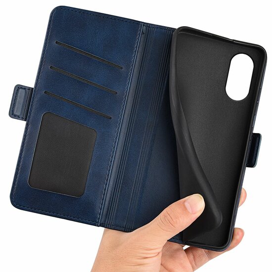 Sony Xperia 5 V Hoesje, MobyDefend Luxe Wallet Book Case (Sluiting Zijkant), Blauw