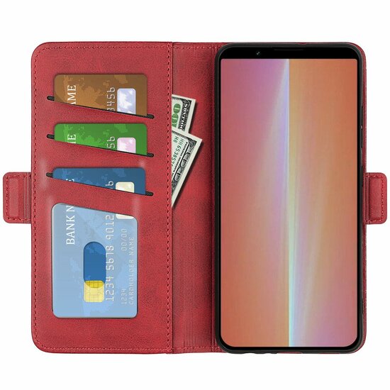 Sony Xperia 5 V Hoesje, MobyDefend Luxe Wallet Book Case (Sluiting Zijkant), Rood