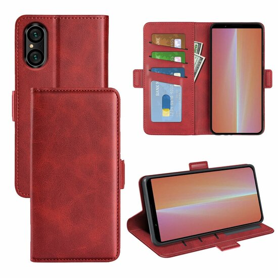 Sony Xperia 5 V Hoesje, MobyDefend Luxe Wallet Book Case (Sluiting Zijkant), Rood