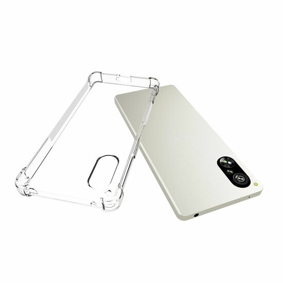 Sony Xperia 5 V Hoesje, MobyDefend Transparante Shockproof TPU Gelcase, Verstevigde Hoeken, Volledig Doorzichtig