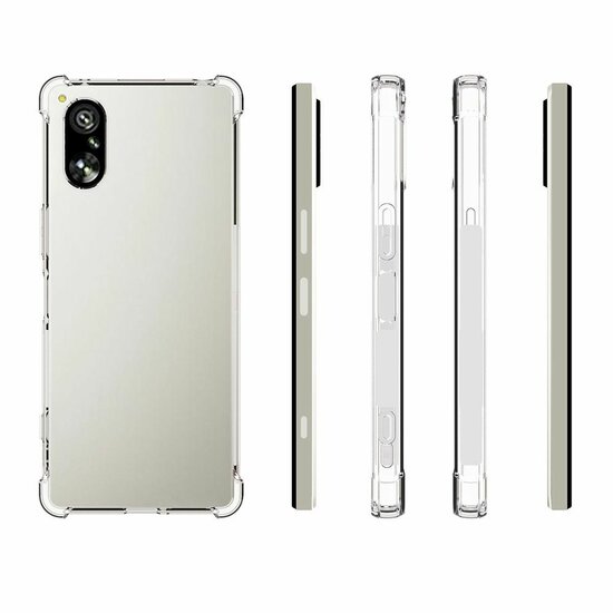 Sony Xperia 5 V Hoesje, MobyDefend Transparante Shockproof TPU Gelcase, Verstevigde Hoeken, Volledig Doorzichtig