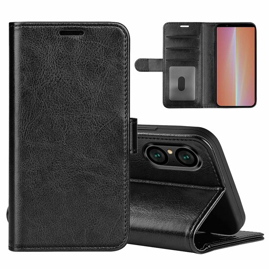 Sony Xperia 5 V Hoesje, MobyDefend Wallet Book Case (Sluiting Achterkant), Zwart