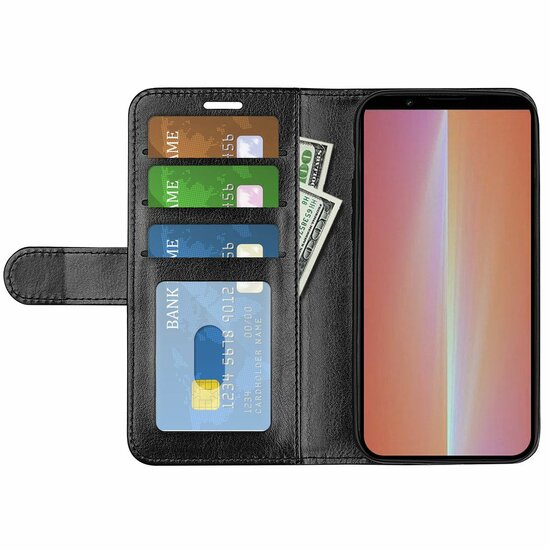 Sony Xperia 5 V Hoesje, MobyDefend Wallet Book Case (Sluiting Achterkant), Zwart