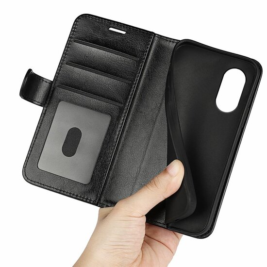 Sony Xperia 5 V Hoesje - MobyDefend Wallet Book Case (Sluiting Achterkant) - Zwart