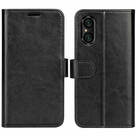 Sony Xperia 5 V Hoesje, MobyDefend Wallet Book Case (Sluiting Achterkant), Zwart