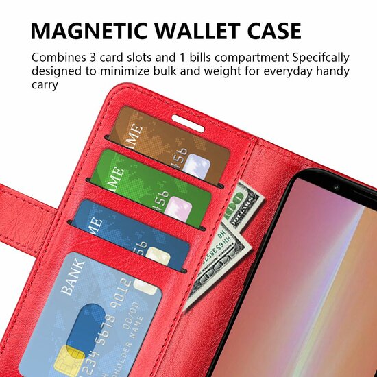 Sony Xperia 5 V Hoesje - MobyDefend Wallet Book Case (Sluiting Achterkant) - Rood