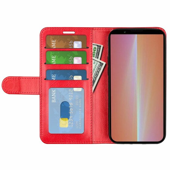 Sony Xperia 5 V Hoesje, MobyDefend Wallet Book Case (Sluiting Achterkant), Rood